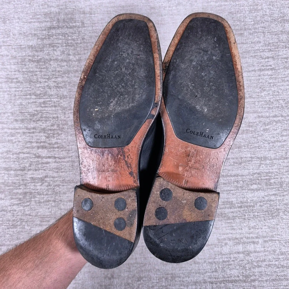Cole Haan C02992 Penny Loafer Mens 10 Black Leather Made in Italy Slip On Dress